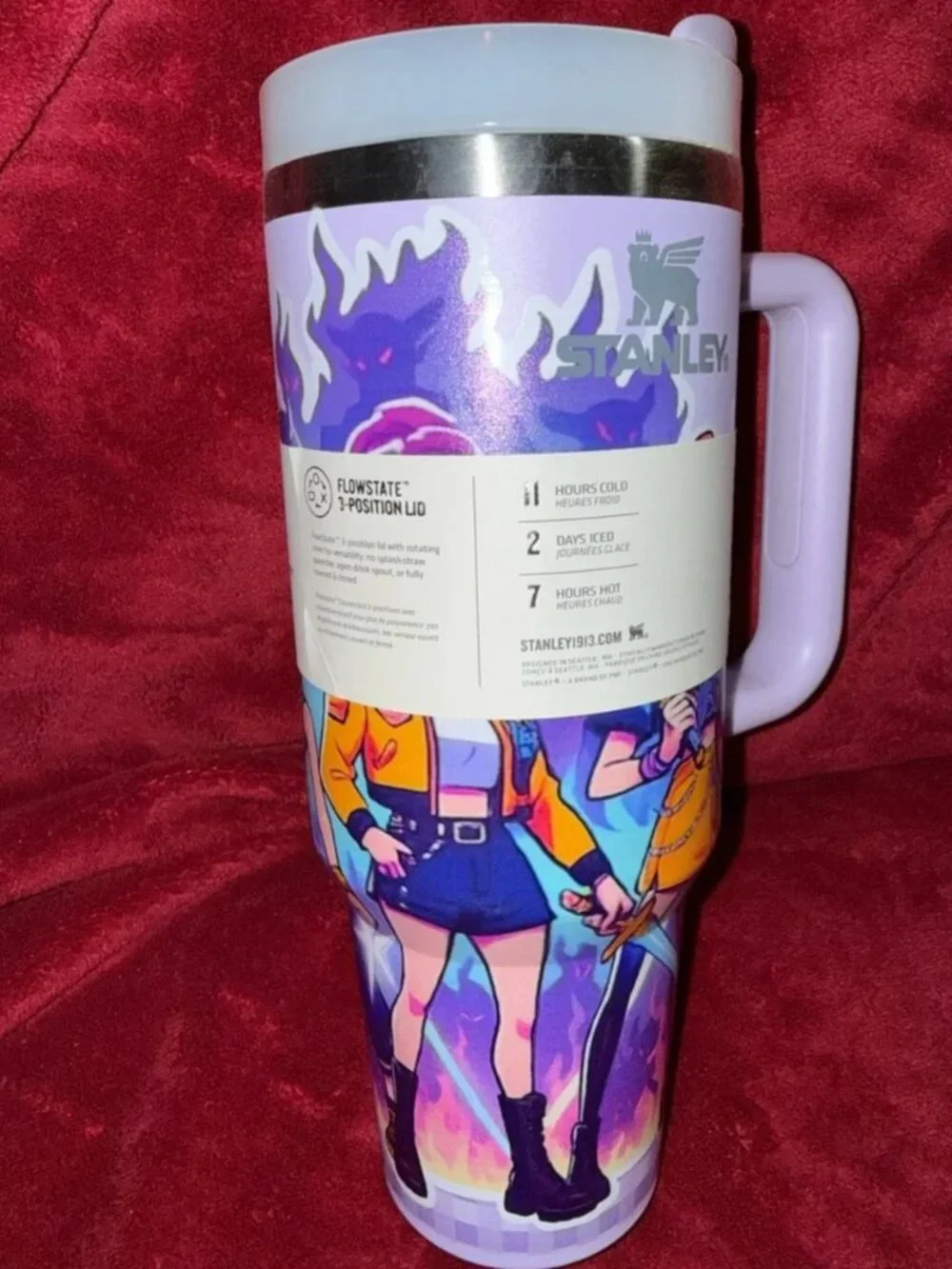 Stanley Quencher H2.0 40 oz. Lavender Tumbler w/ K-Pop Character Art- New - Picture 2 of 4